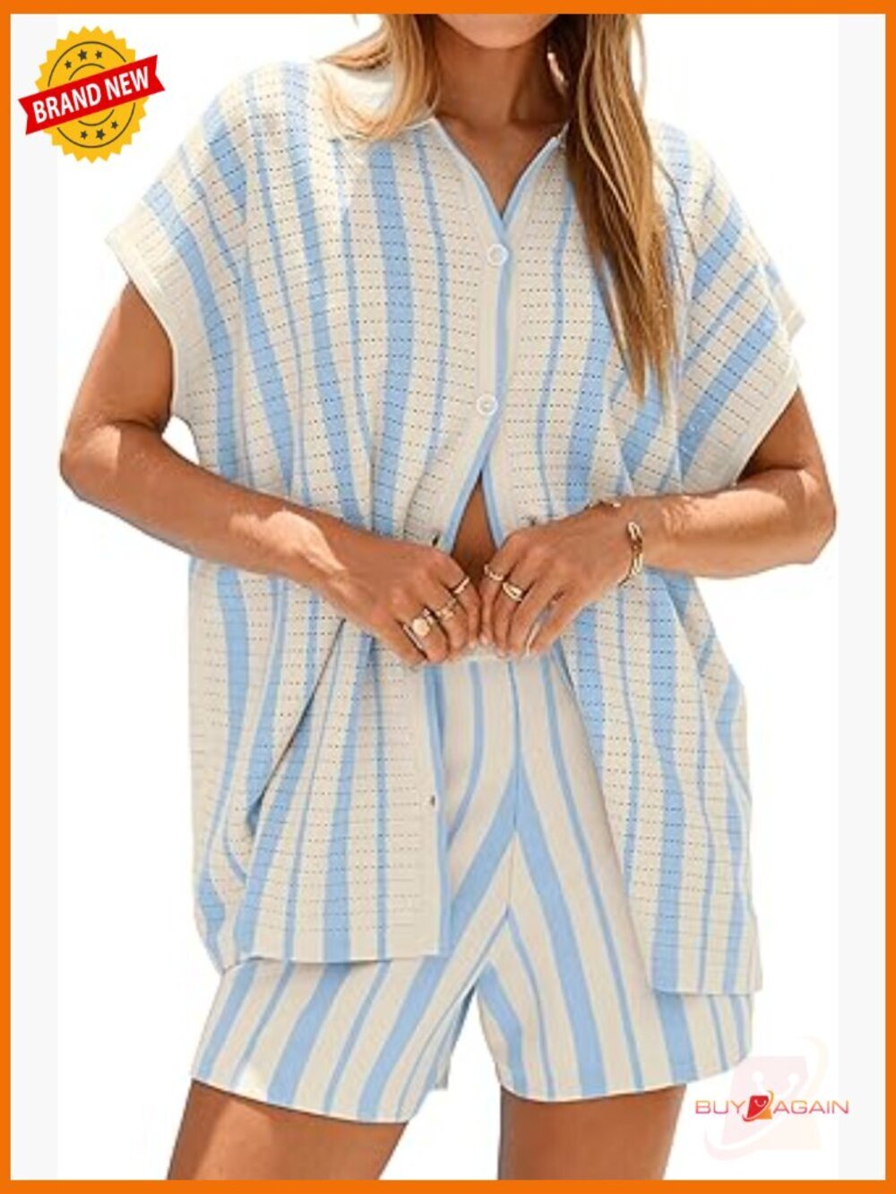 Women's 2 Piece Shorts Set Striped Knit Crop Top & Shorts Matching Outfit